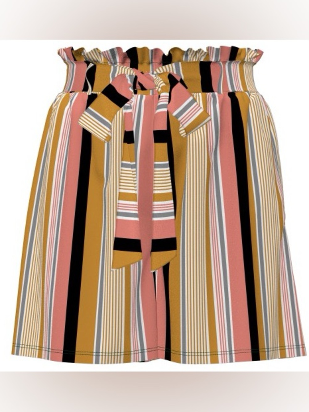 LuLaRoe Yellow Striped Paperbag Belted Shorts Size XL